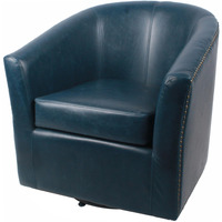 Ne Pacific Direct Ernest Bonded Leather Sivel Chair,Vintage Blue,Fully Assembled