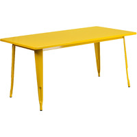 Flash Furniture Charis Commercial Grade 31.5  x 63  Rectangular Yello Metal Indoor-Outdoor Table