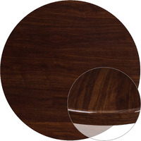 Flash Furniture Glenbrook 48'' Round High-Gloss Walnut Resin Table Top ith 2'' Thick Drop-Lip