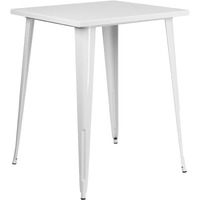 Flash Furniture Nolan Commercial Grade 31.5  Square White Metal Indoor-Outdoor Bar Height Table