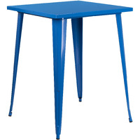 Flash Furniture Nolan Commercial Grade 31.5  Square Blue Metal Indoor-Outdoor Bar Height Table