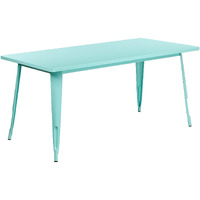 Flash Furniture Charis Commercial Grade 31.5  x 63  Rectangular Mint Green Metal Indoor-Outdoor Table