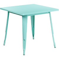 Flash Furniture Felix Commercial Grade 31.5  Square Mint Green Metal Indoor-Outdoor Table