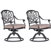 iPatio Athens Patio Swivel Rockers with Solution-Dyed Acrylic Cushion, All-Weather, Durable, and Comfortable Outdoor Aluminum Armchairs with Cushion, Set of 2 (Spectrum Sand)