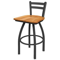 411 Jackie 25  Low Back Swivel Counter Stool with Pewter Finish and Medium Maple Seat