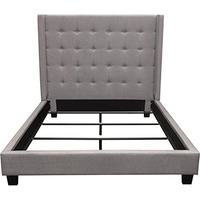 Diamond Sofa Tufted Wing Bed in Light Gray (Eastern King 93 in. Lx84 in. Wx60 in. H(176 lbs.))