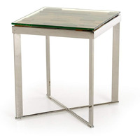 HomeRoots 22  Wood and Glass Mosaic Top End Table with Steel Legs