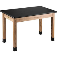 National Public Seating High Pressure Laminate Top Science Lab Table, 72  L X 30  H, Black Top and Ashwood Legs