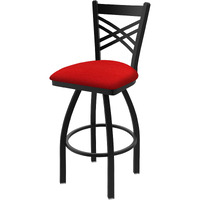 820 Catalina 25  Sivel Counter Stool ith Black Wrinkle Finish and Canter Red Seat