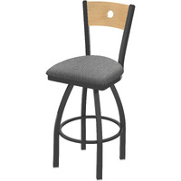 830 Voltaire 25  Swivel Counter Stool with Pewter Finish, Natural Back and Graph Alpine Seat