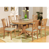 East West Furniture AVON7-OAK-C 7 Pc Dining Room Set-Oval dinette Table with Leaf and 6 Dining Chairs in Oak