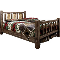 Montana Woodworks Homestead Collection Full Bed w/Laser Engraved Wolf Design, Stain & Clear Lacquer Finish