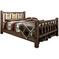 Montana Homestead Full Bed with Stained and Lacquered Finish MWHCFBSLLZMOOSE