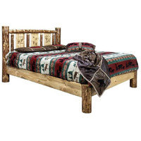 Montana Full Platform Bed in Stained and Lacquered Finish MWGCPBFLZBEAR