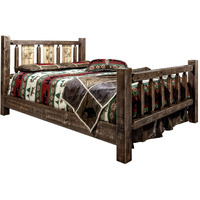 Montana Woodworks Homestead Collection Full Bed w/Laser Engraved Bear Design, Stain & Clear Lacquer Finish