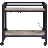 HomeRoots Metal, MDF 32  X 16  X 31  Black Metal Serving Cart