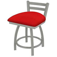 411 Jackie 18  Low Back Swivel Vanity Stool with Anodized Nickel Finish and Canter Red Seat