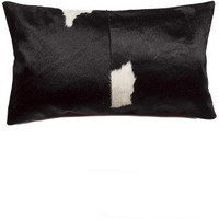 HomeRoots Cowhide, Microsuede, Polyfill 12'' X 20'' X 5'' Modern Black & White Torino Kobe Cowhide Pillow