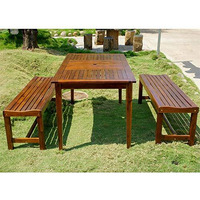 International Caravan Highland 3-Piece Acacia Patio Bench Dining Set