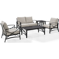 Crosley KO60015BZ-OL 5 Piece Kaplan Outdoor Seating Set with Oatmeal Cushion - Loveseat44; Two Chairs44; Coffee Table44; Side Table