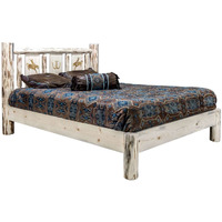 Montana Woodworks Bronc Design Engraved Platform Bed in Natural (Twin 81 in. L x 46 in. W x 47 in. H (192 lbs.))