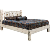 Montana Woodworks Elk Design Engraved Platform Bed in Natural Finish (Twin 81 in. L x 46 in. W x 47 in. H (192 lbs.))