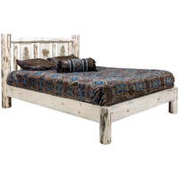 Montana Collection Full Platform Bed w/Laser Engraved Pine Tree Design, Ready to Finish