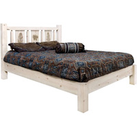 Montana Woodworks Pine Tree Design Engraved Platform Bed (Twin: 81 in. L x 46 in. W x 47 in. H (178 lbs.))