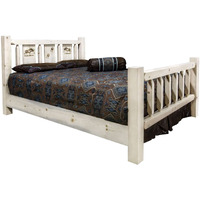 Montana Woodworks Moose Design Laser Engraved Bed in Clear Lacquer Finish (Full 87 in. L x 60 in. W x 47 in. H (188 lbs.))