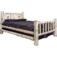 Montana Woodworks Elk Design Laser Engraved Log Bed in Natural (Twin 87 in. L x 46 in. W x 47 in. H (184 lbs.))