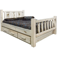 Montana Woodworks Laser Engraved Storage Bed in Natural Finish (Cal King98 in. L x 76 in. W x 47 in. H (340 lbs.))