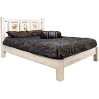 Montana Woodworks Bear Design Laser Engraved Platform Bed in Natural (Full 81 in. L x 60 in. W x 47 in. H (184 lbs.))