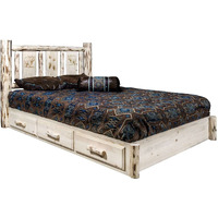 Montana Woodworks Bear Design Laser Engraved Platform Bed in Ready Finish (Full: 83 in. L x 60 in. W x 47 in. H (262 lbs.))