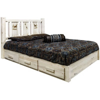 Montana Log Collection Wood Homestead Platform Bed with Storage MWHCSBPTVLZELK