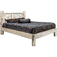 Montana Woodworks Laser Engraved Platform Bed in Clear Lacquer Finish (Twin 81 in. L x 46 in. W x 47 in. H (192 lbs.))