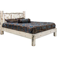 Montana Woodworks Wolf Design Engraved Platform Bed in Natural (Twin: 81 in. L x 46 in. W x 47 in. H (192 lbs.))