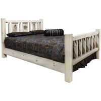 Montana Woodworks Pine Tree Design Laser Engraved Bed in Natural (Full 87 in. L x 60 in. W x 47 in. H (188 lbs.))