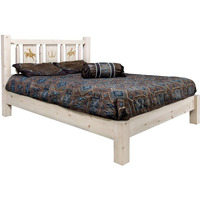 Montana Woodworks Bronc Design Laser Engraved Platform Bed in Natural (Twin: 81 in. L x 46 in. W x 47 in. H (178 lbs.))