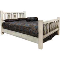 Montana Woodworks Pine Tree Design Laser Engraved Bed in Natural (Twin: 87 in. L x 46 in. W x 47 in. H (169 lbs.))