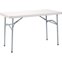 National Public Seating 24  x 48  Plastic Folding Table - Adjustable, Heavy-Duty, Portable, Indoor/Outdoor Table for Office, Camping, Events & Parties  Scratch & Heat Resistant, Speckled Gray