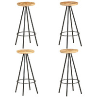 FAMIROSA Bar Stools 4 pcs Rough Mango Wood