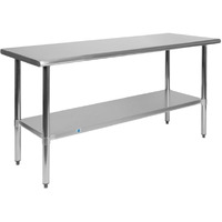 Flash Furniture Contemporary 18 Gauge Stainless Steel Rectangle Work Table with Adjustable Undershelf - 60  W x 24  D x 34.5  H