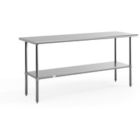 Flash Furniture Reader NSF Certified Stainless Steel Kitchen Prep and Work Table, Commercial Work Table ith Undershelf Storage, Silver