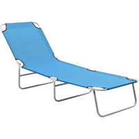 vidaXL Turquoise Blue Sun Lounger - Foldable Patio Lounge Bed with Oxford Fabric and Adjustable Backrest, Powder-Coated Steel Frame