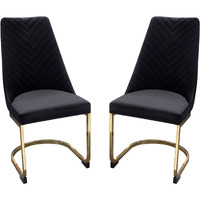 Diamond Sofa Vogue 2 Black Velvet/Gold Metal Side Chairs