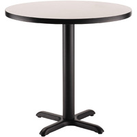 National Public Seating, Cafe Table, 36x36x30 Round  X  Base, Height 30 in, Model CT13636XDPBTMGY