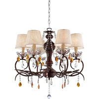 Burnished Bronze Hanging Ceiling Lamp with Clear and Amber Crystals