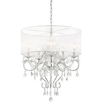 Glam Silver Faux Crystal Hanging Celing Lamp with See Thru Shade