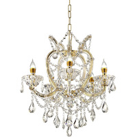 Five Light Glam Gold and Faux Crystal Chandelier