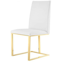 HomeRoots Faux Leather, Stainless Steel White Gold Contemporary Dining Chair